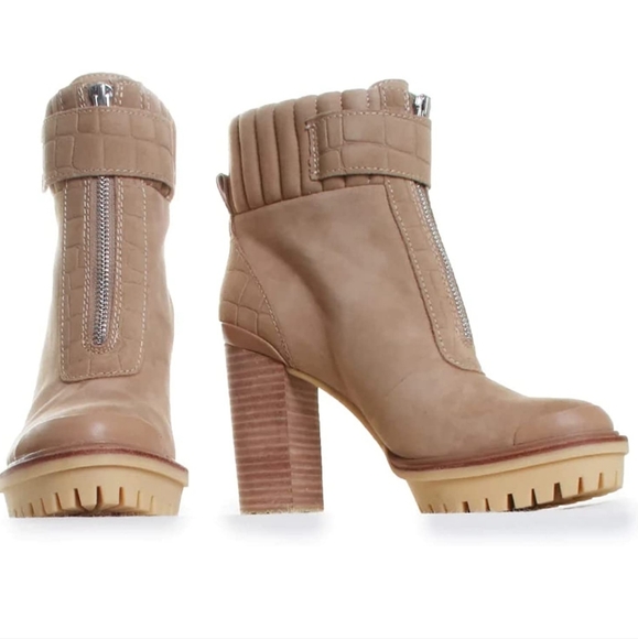 VINCE CAMUTO Everla Croc Embossed Platform Bootie in tortilla #460 - Picture 3 of 8